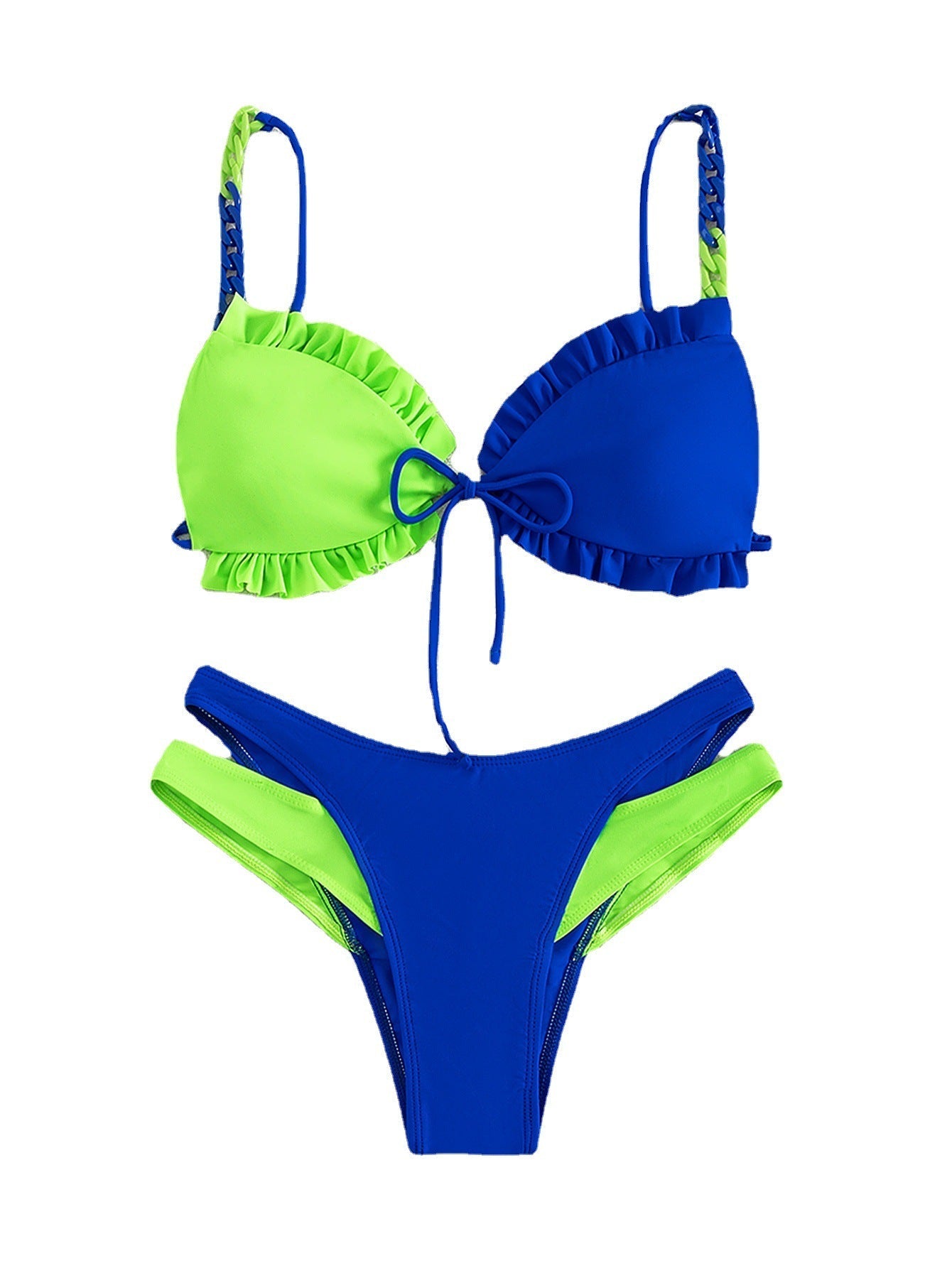 Swimwear Women Split Color Matching Sexy Suspenders Bikini Swimsuit Bikini Bella Mia